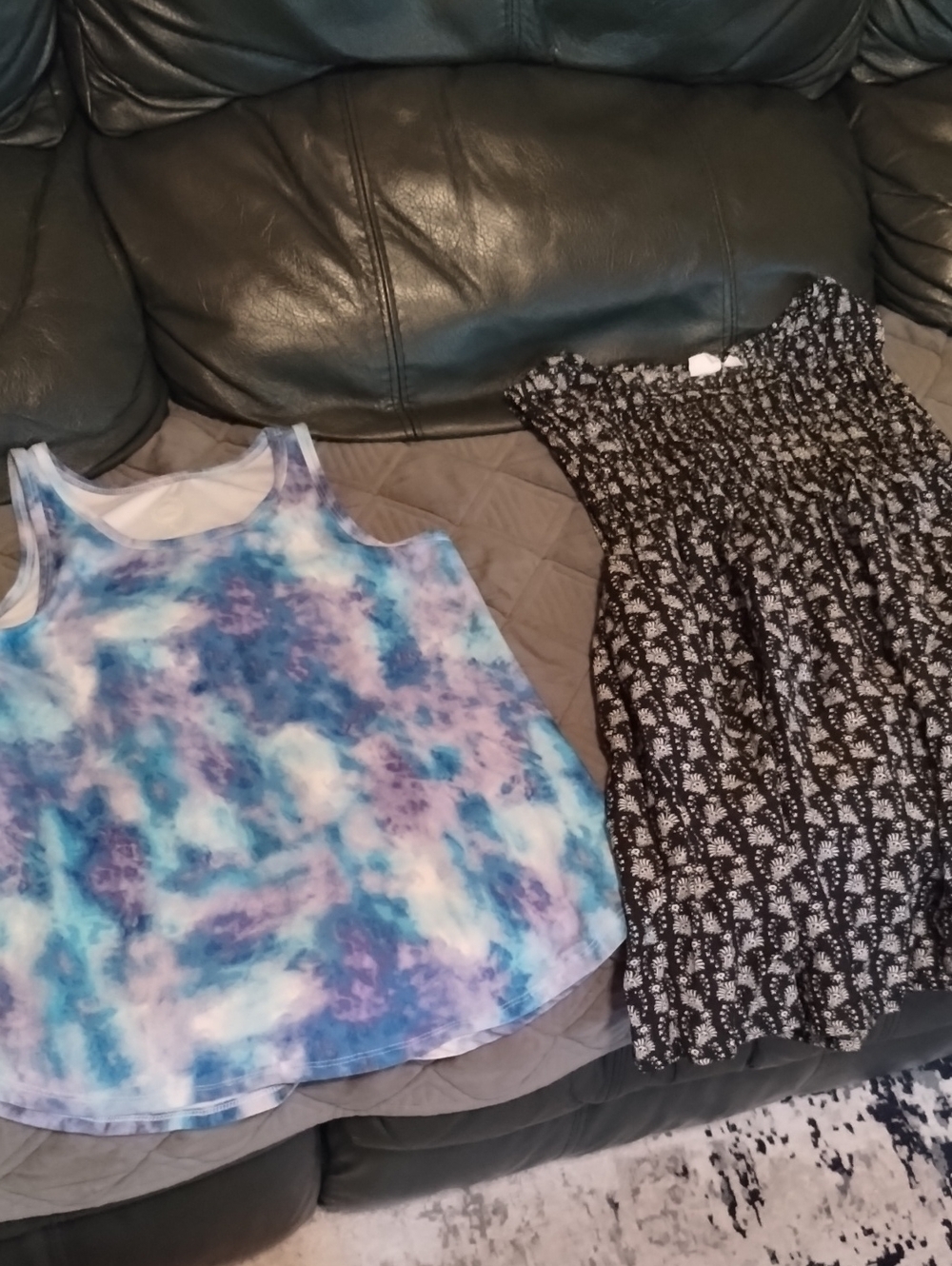 Girls' Blue & Purple Tie-Dye Tank Top And Sleeveless Ruched Top/Dress